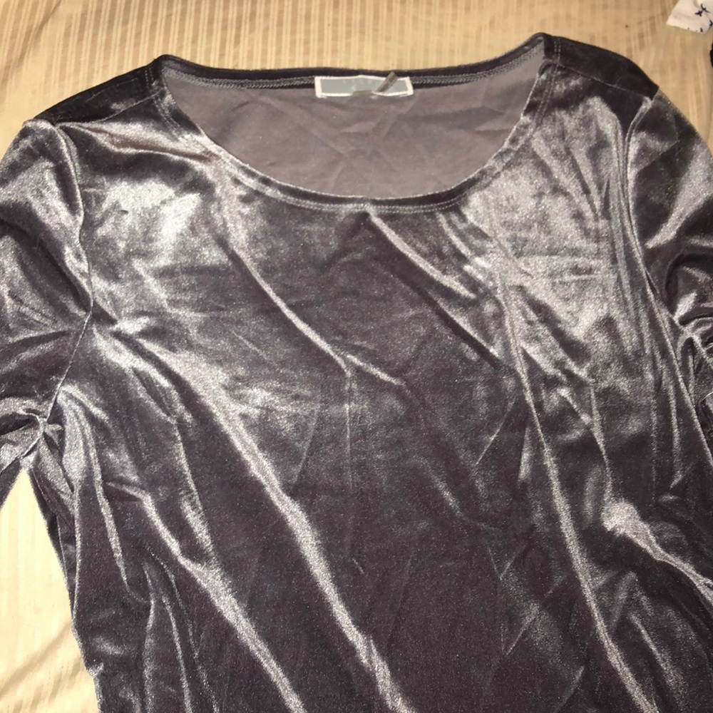 Silk silver long sleeve blouse